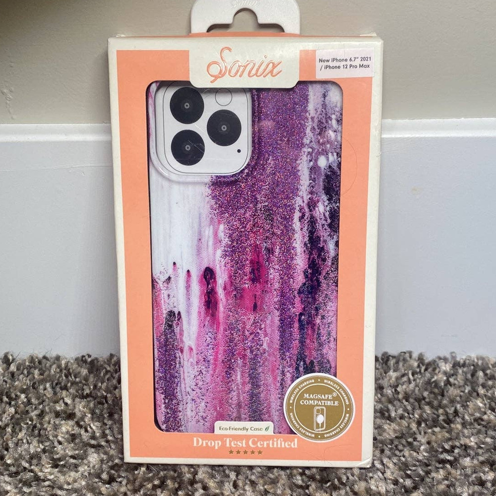 Sonix iPhone 12 Pro Max Phone Case Purple Glitter MagSafe New